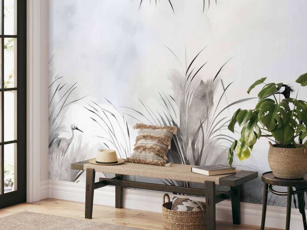 Żurawie w szarym polu