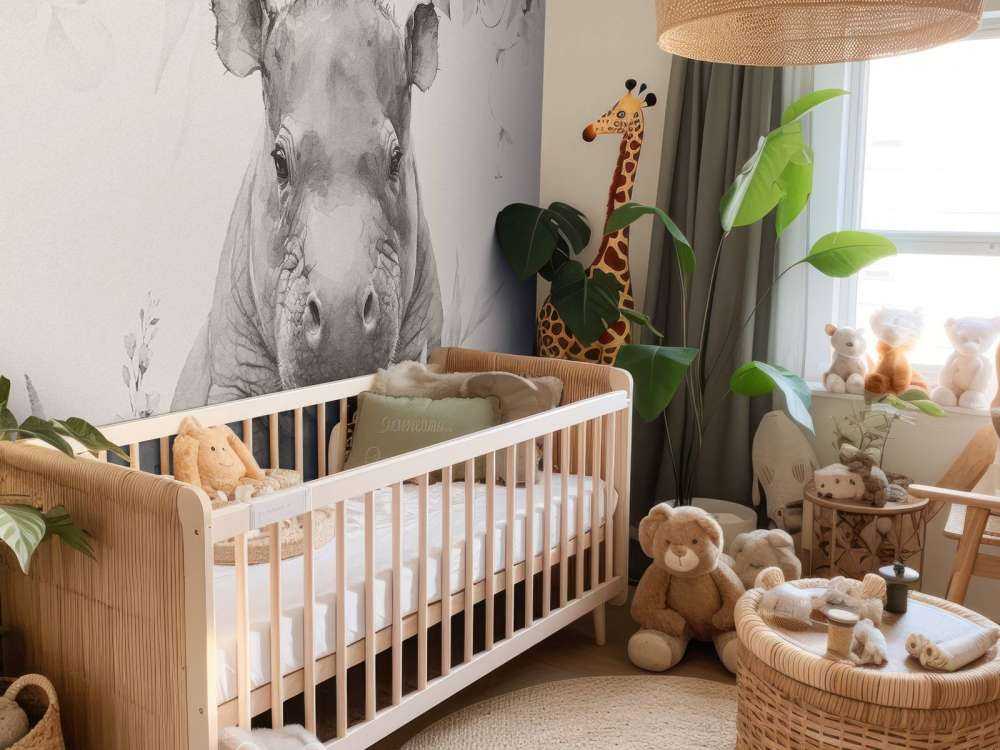 Mały hipopotam w beżowej dżungli