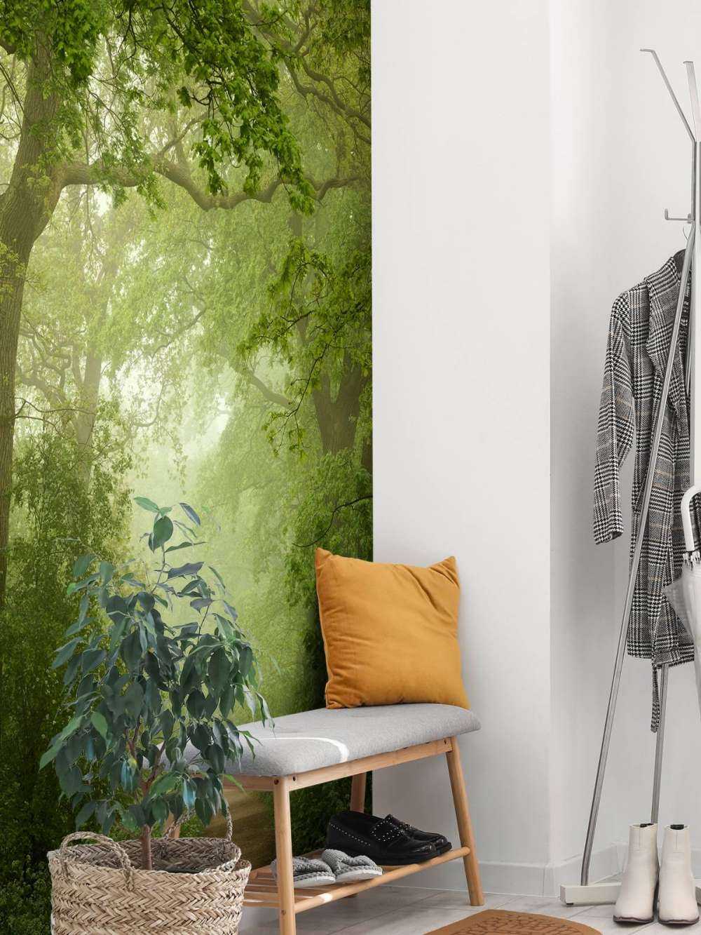 Leśna ścieżka we mgle