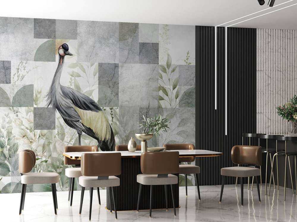 Żuraw wśród liści