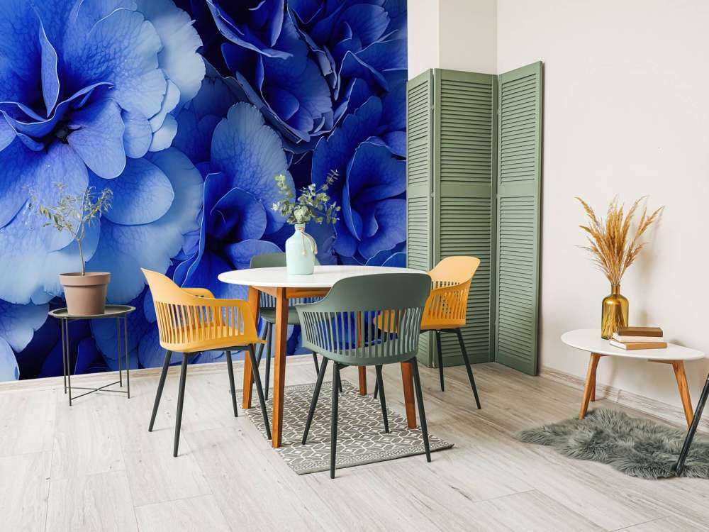 Zbliżenie na niebieskie hortensje