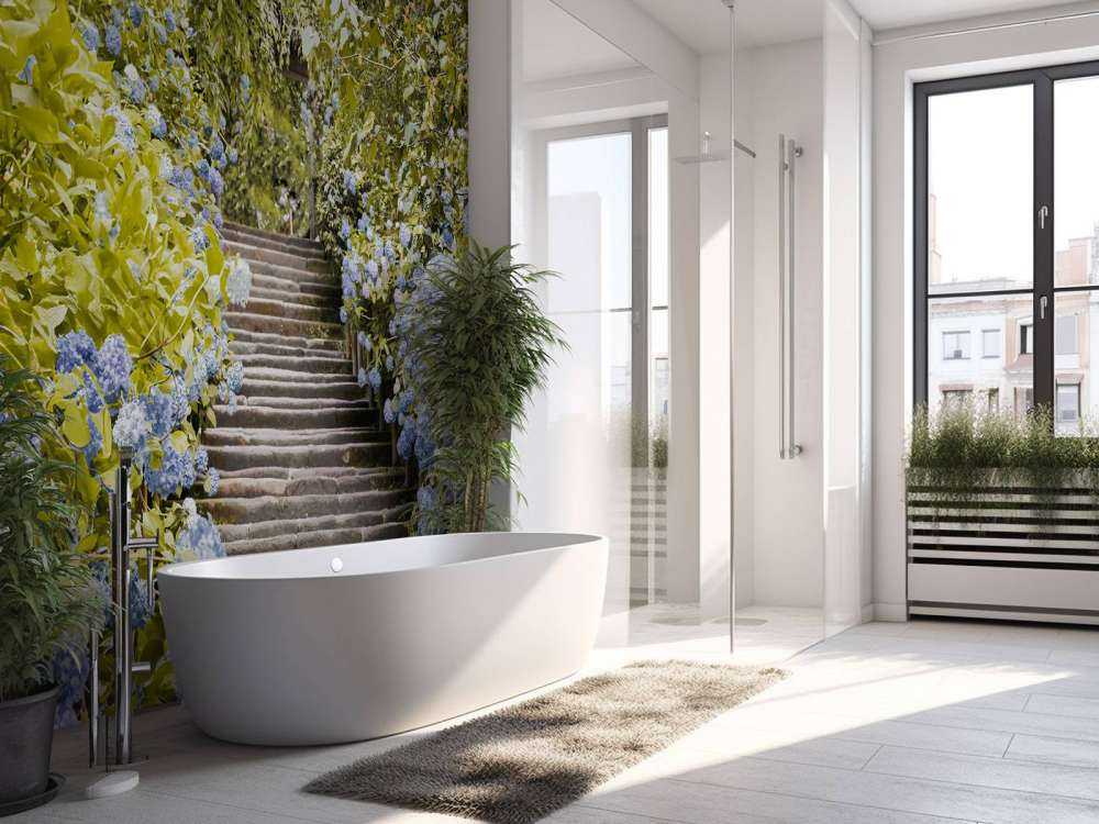 Niebieskie kwiaty w parku