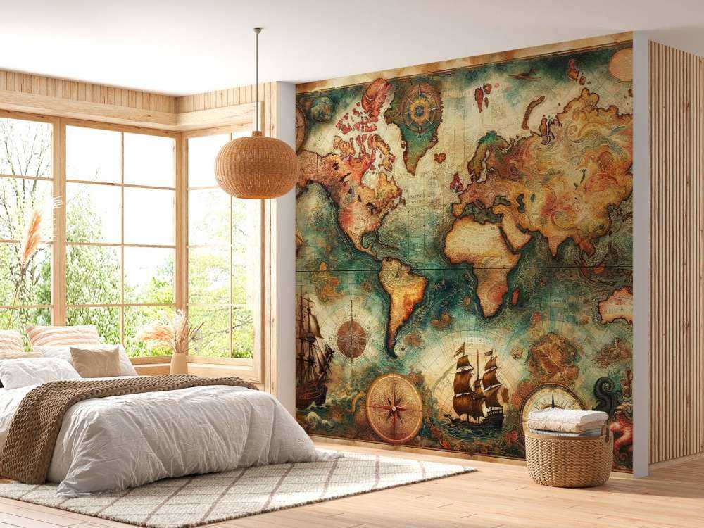 Zabytkowa historyczna mapa świata