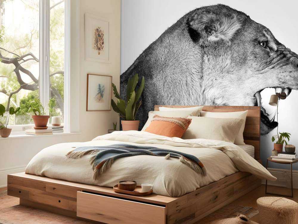 Widok z boku lwicy biały