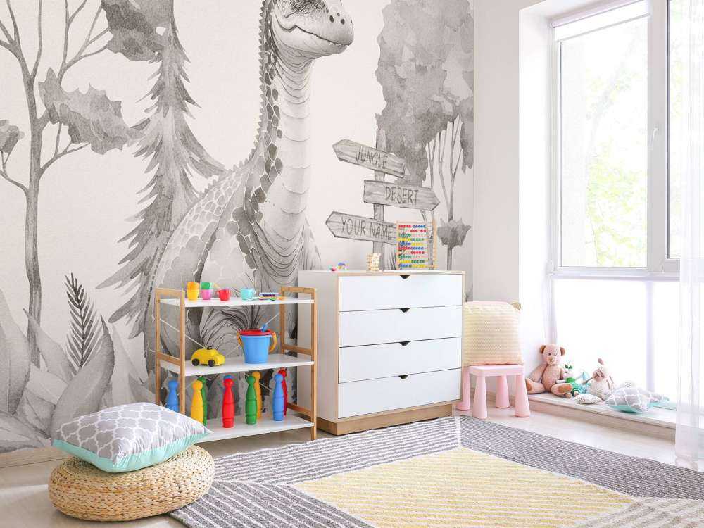 Młody brachiozaur w beżowej dżungli