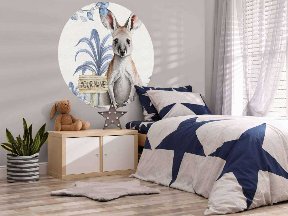 Dziecko kangur w dżungli niebieski