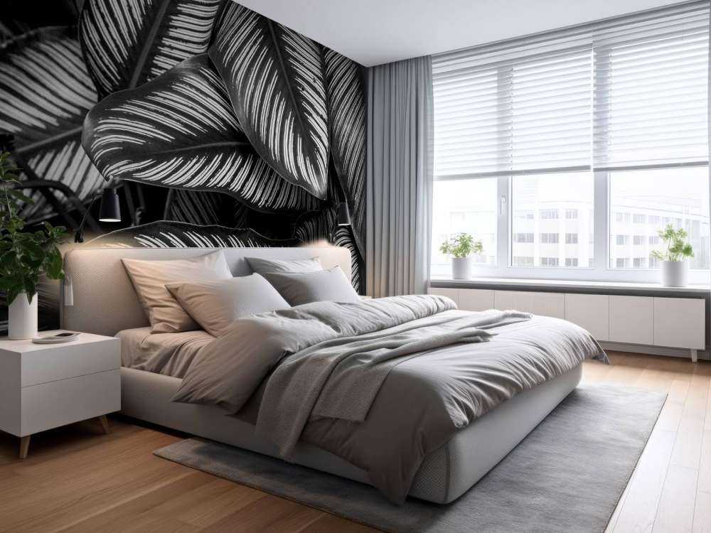 Liście palmy czarno-białej