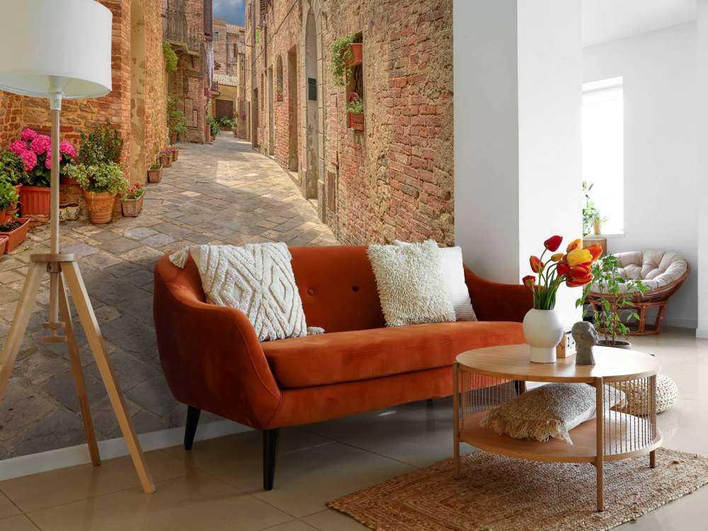 Włoska ulica z roślinami i kwiatami