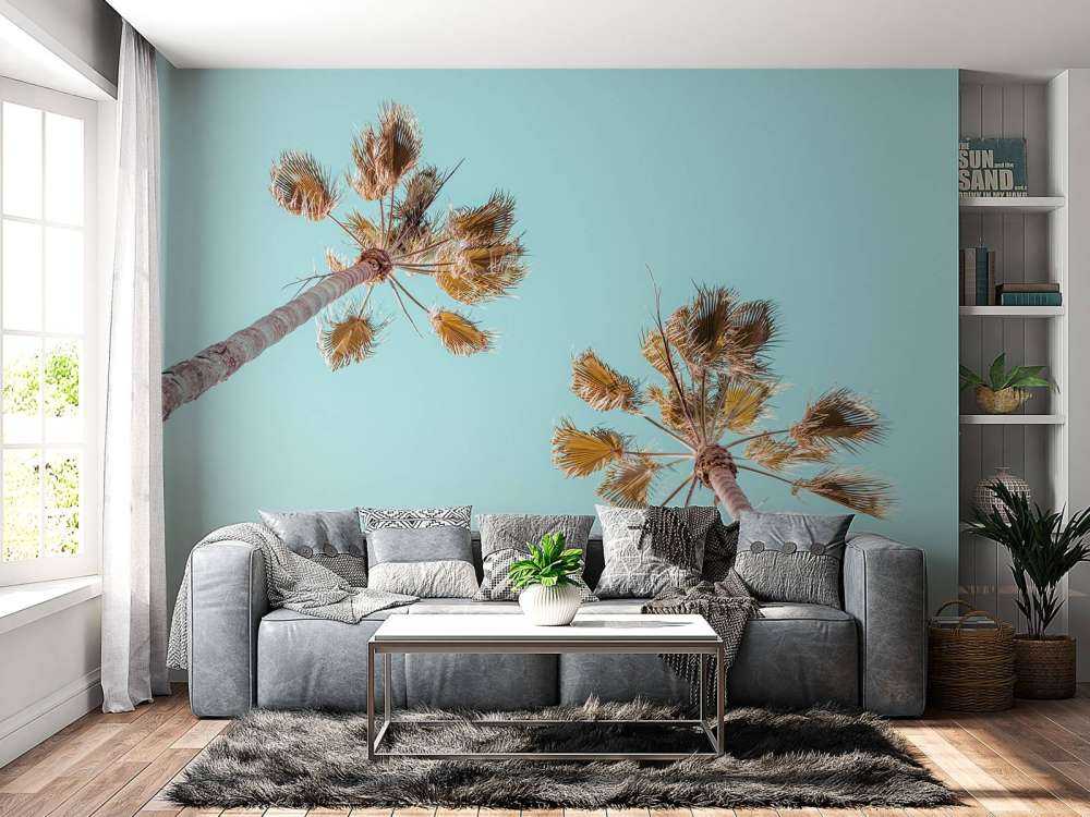 Palmy z niebieskim niebem