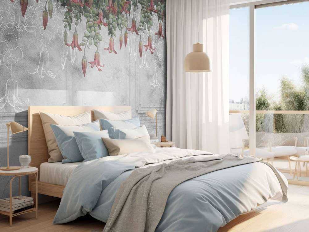 Klasyczna szara boazeria w kwiaty