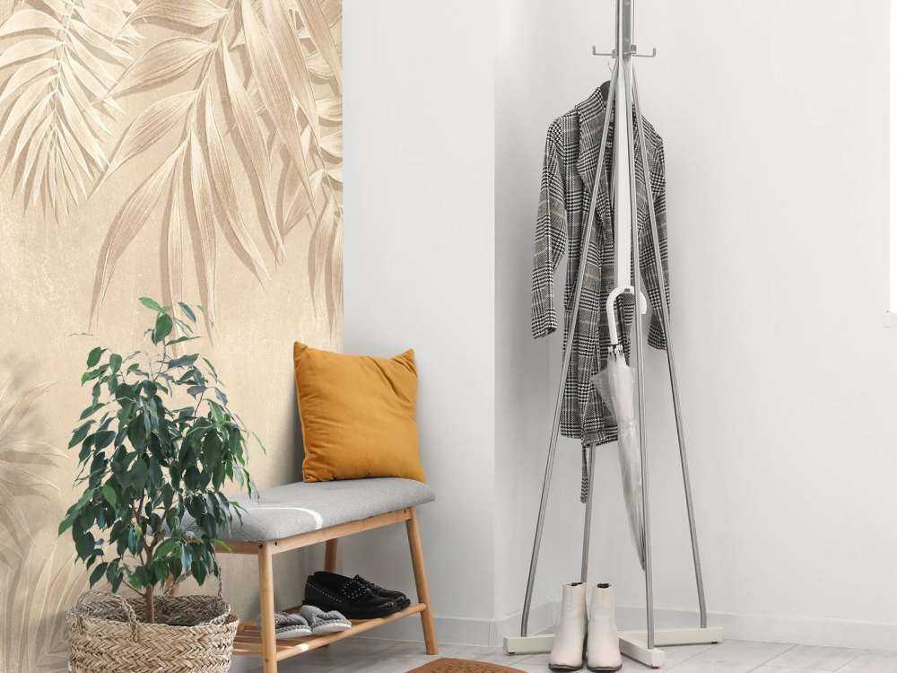 Teksturowane liście palmy, beżowy