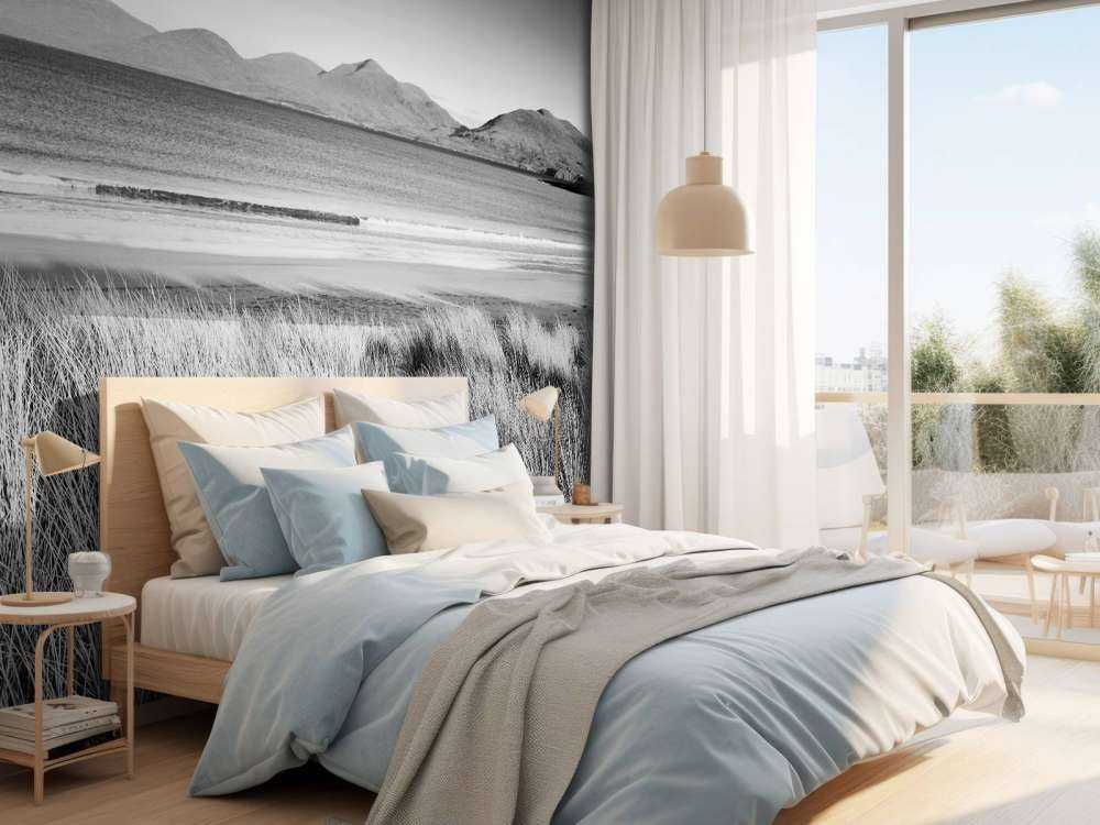 Trawa, plaża i góry