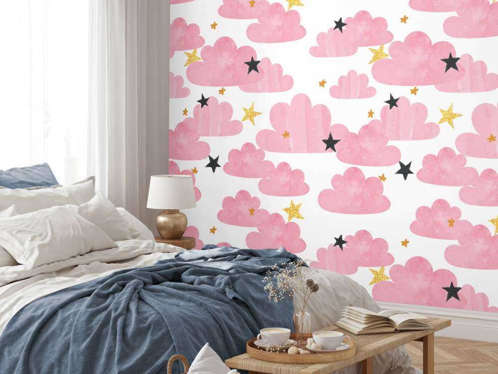 Akwarelowe chmury, różowe