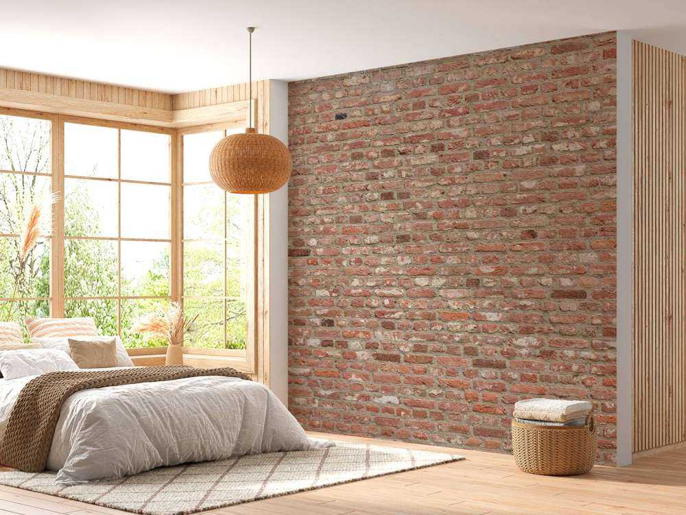 Ściana z różnokolorowymi cegłami