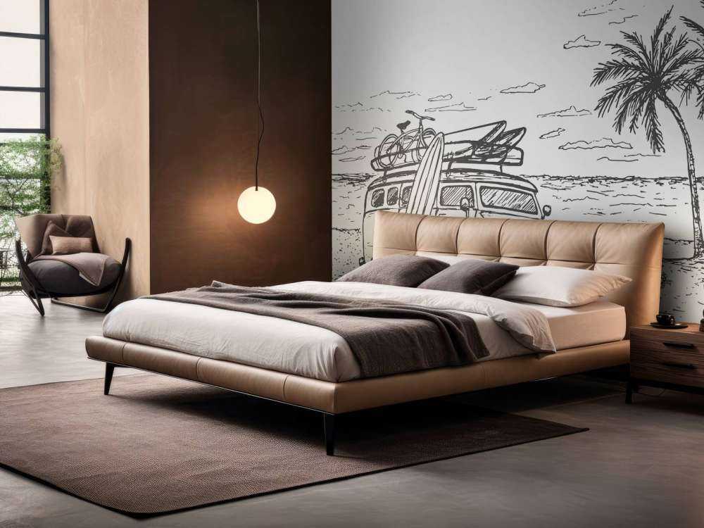 Czarny i biały rysunek plaży