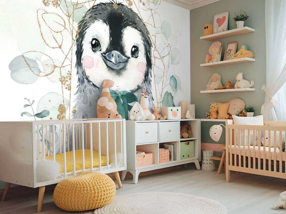 Mały pingwin i zielona kokarda