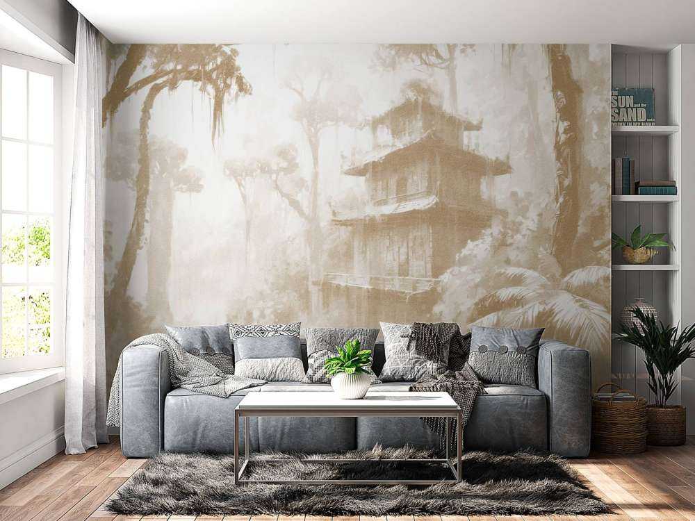 Ukryta Chatka w Mglistym Lesie, taupe