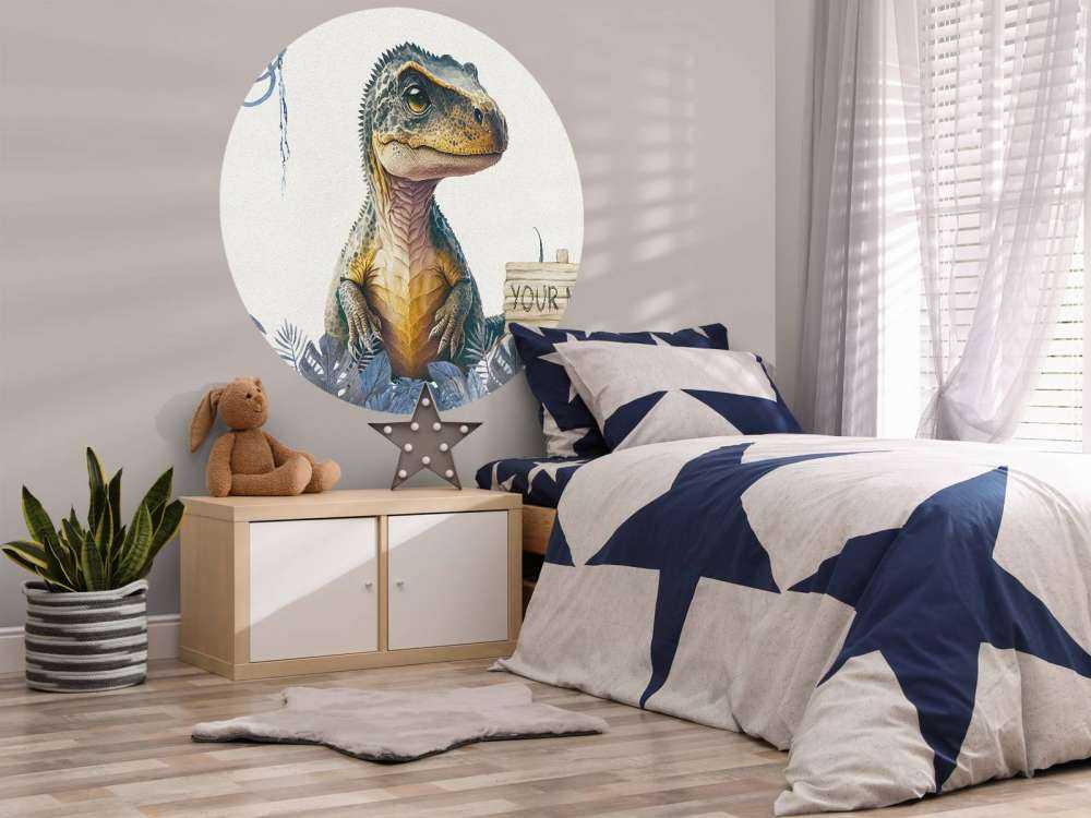 Młody t-rex w niebieskiej dżungli