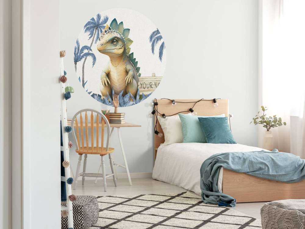 Młody stegozaur w niebieskiej dżungli