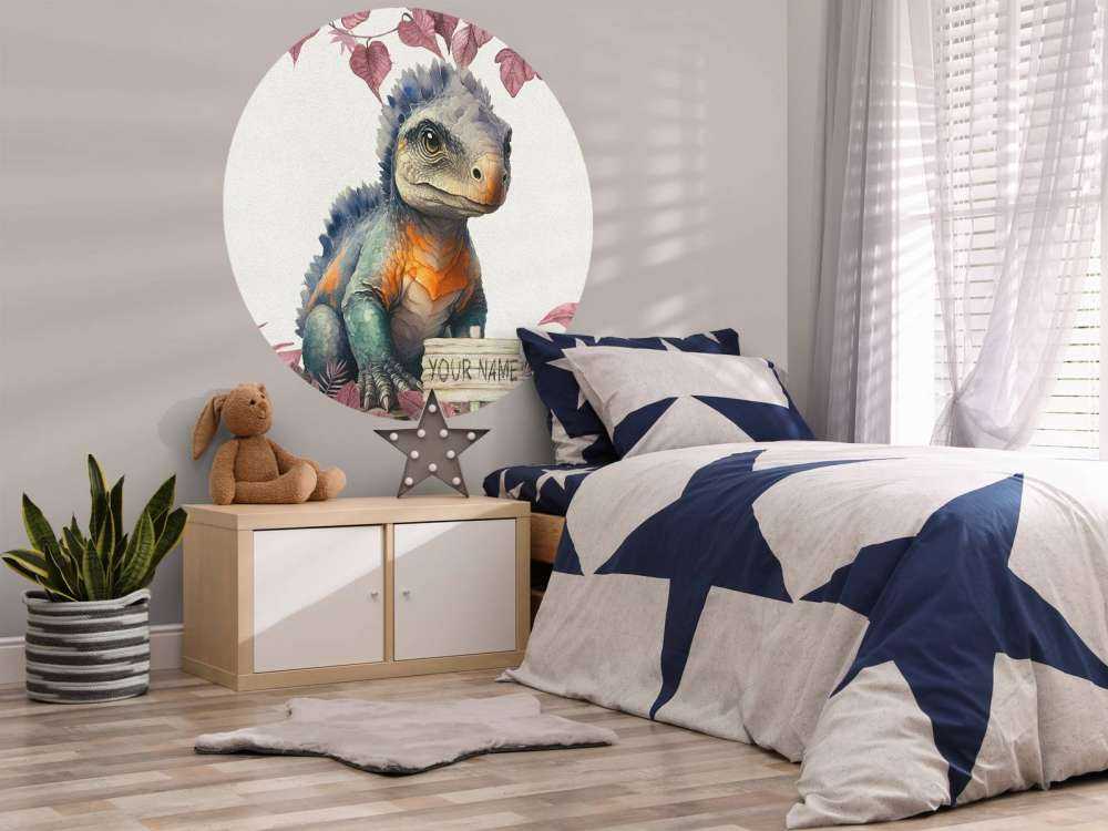 Młody ankylozaur w różowej dżungli