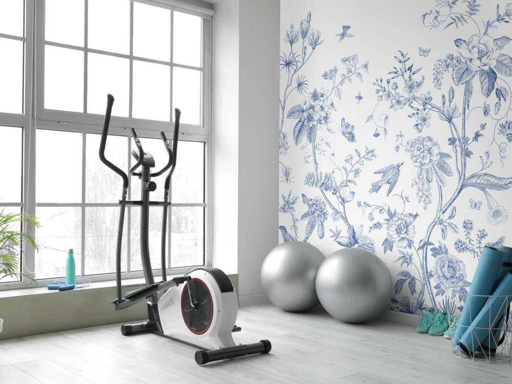 Ilustracja kwiatowa, niebieski i biały