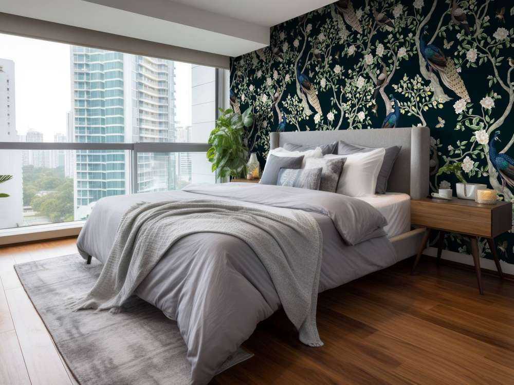 Ogród kwiatowy z pawią koroną