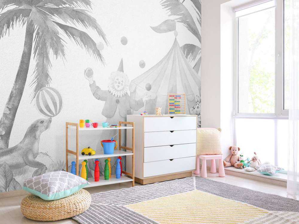 Wesołe zwierzęta cyrkowe szare