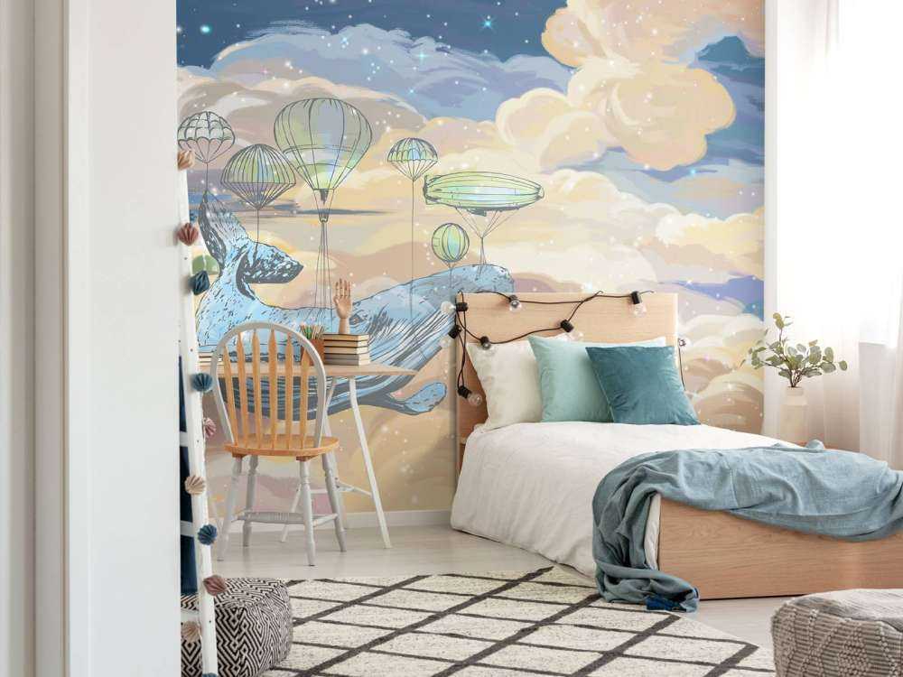 Wieloryb ze swoimi balonami na gorące powietrze