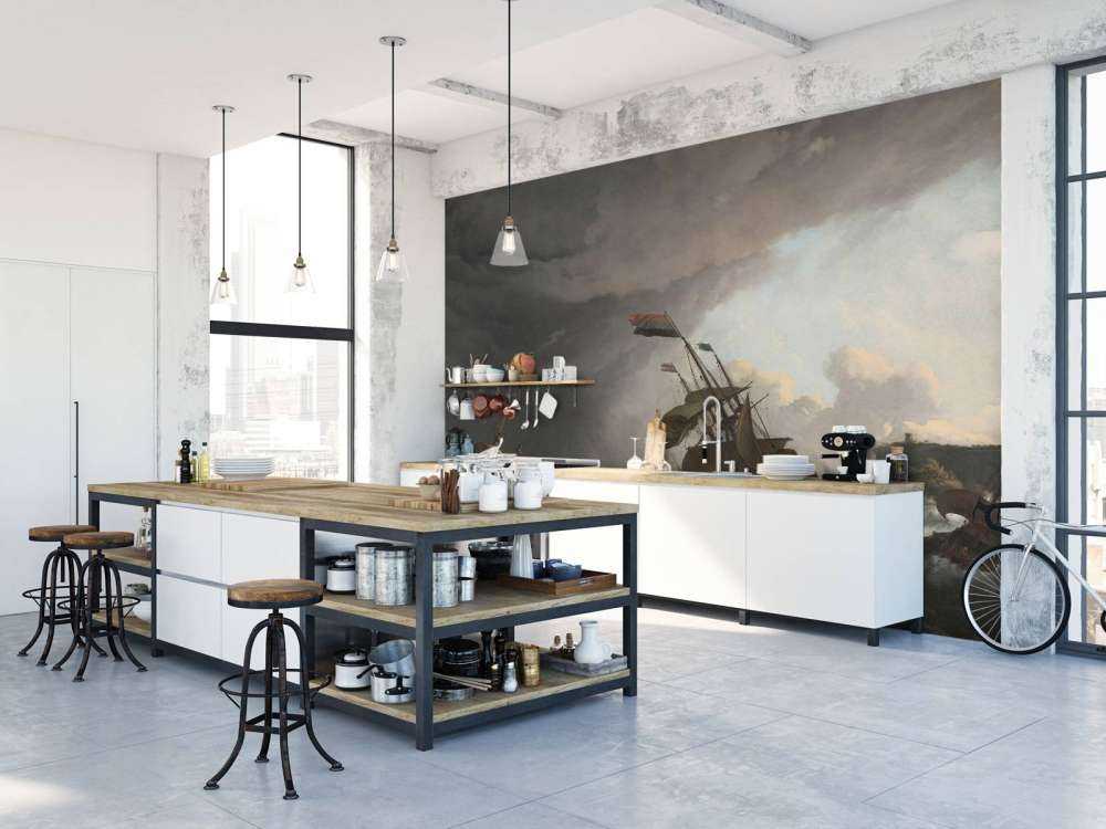 Statki wojenne podczas burzy