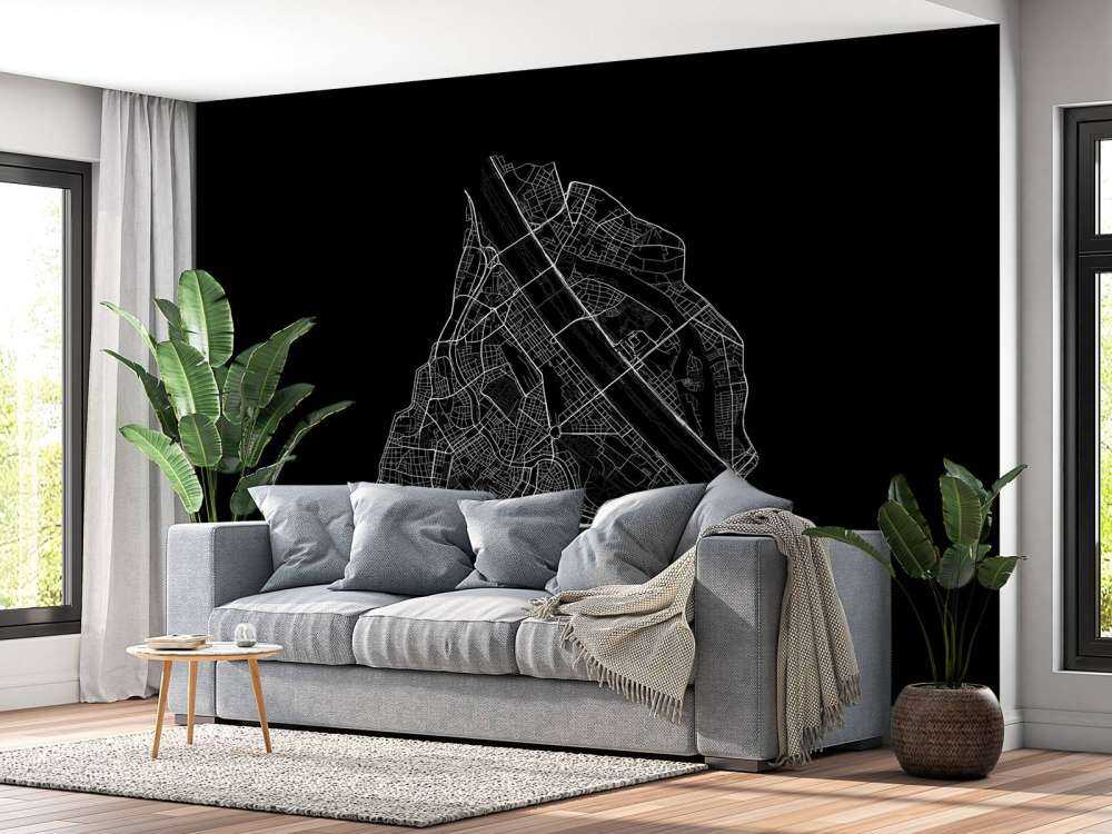 Mapa centrum Wiednia, czarna