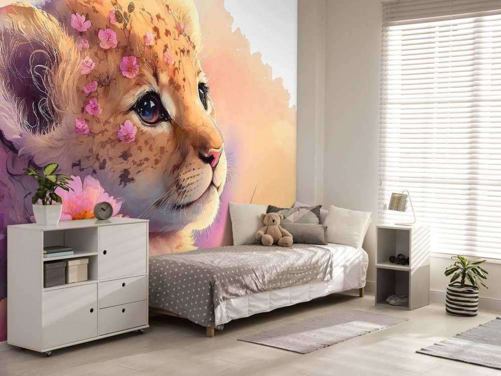 Dromerige szczeniak między kwiatami