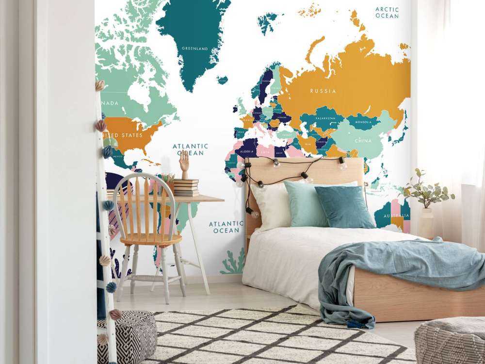 Mapa świata z oceanicznymi zwierzętami