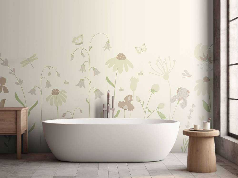 Pole kwiatowe wysokie z motylami piasek ze starym różem