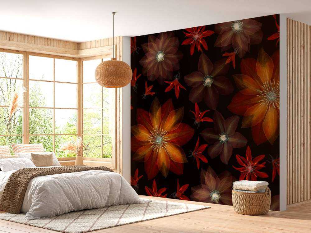 Czerwone kwiaty clematisa