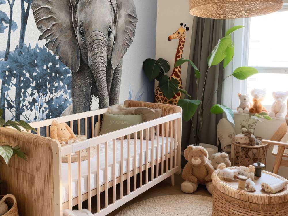 Mały słoń w dżungli w dżungli w kolorze niebieskim