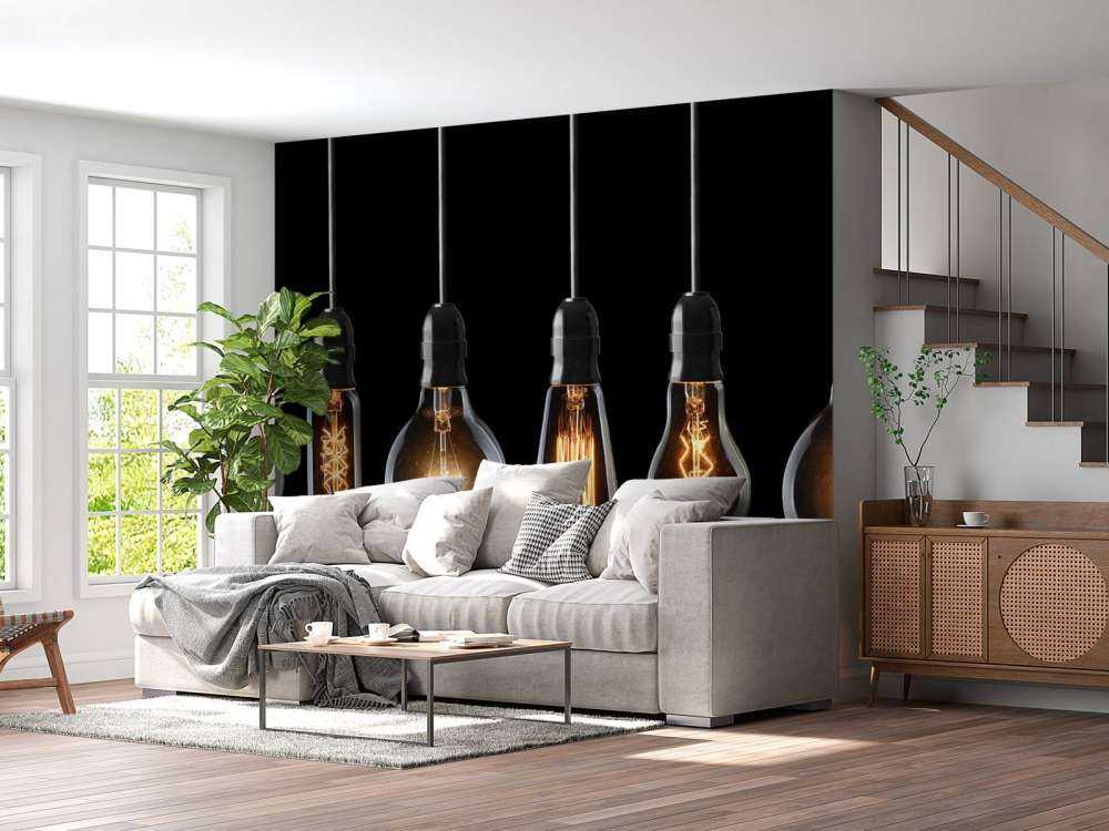 Lampy na czarnym tle