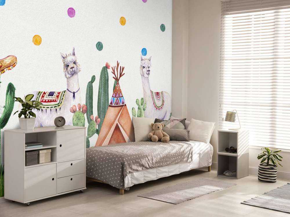 Alpaki między kaktusami