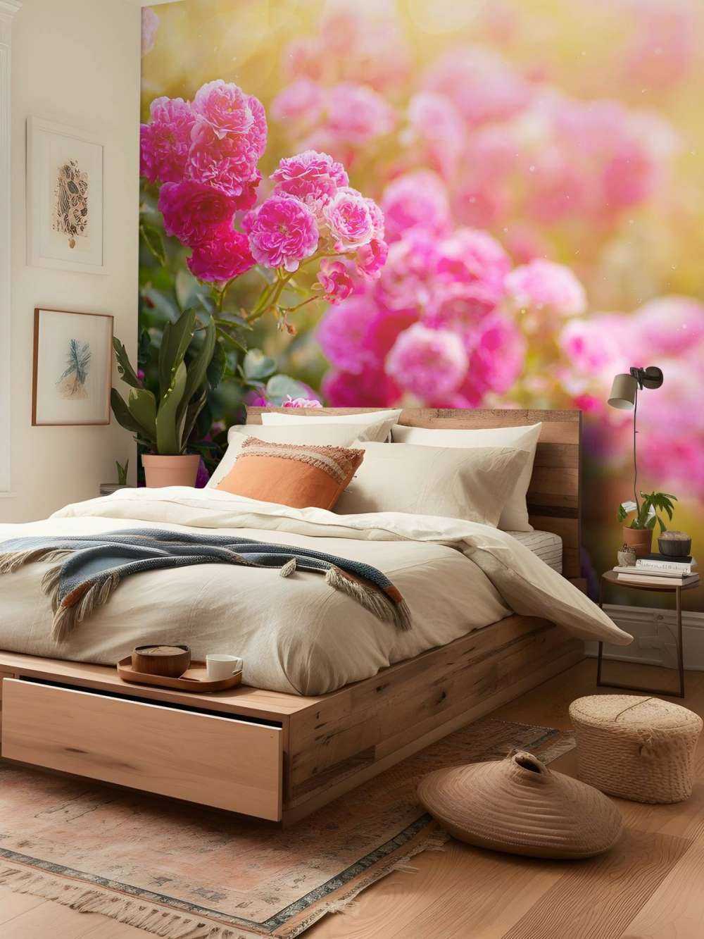 Różowe krzewy róży