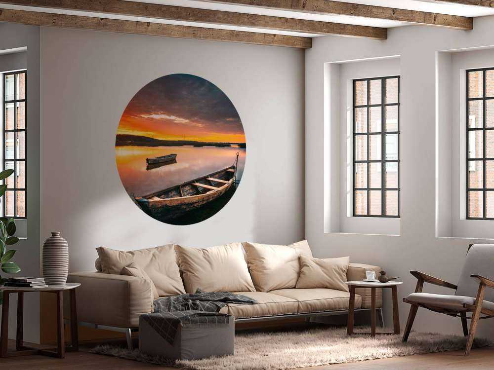 Łodzie o zachodzie słońca