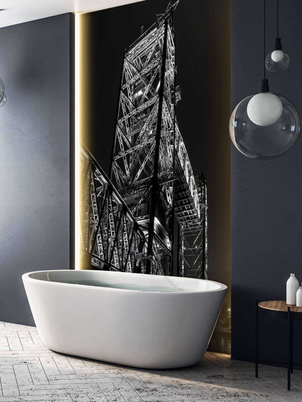 Dawny most kolejowy De Hef w Rotterdamie w czerni i bieli 