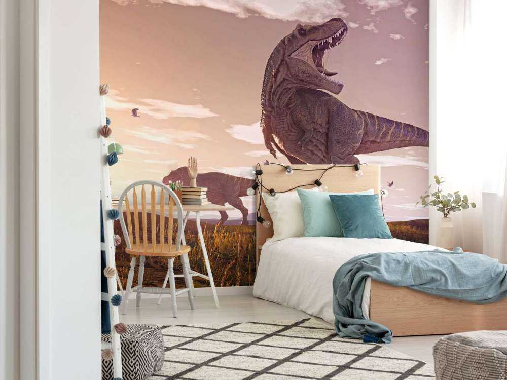 Dwa tyranozaury na polu