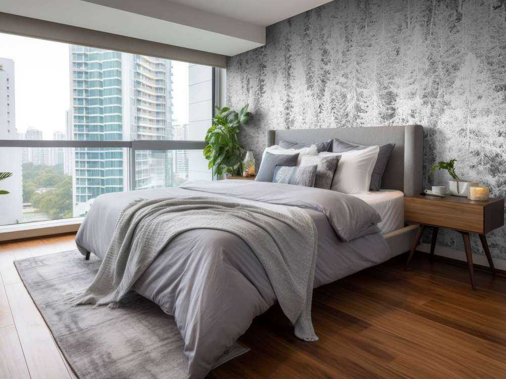 Drzewa iglaste w czerni i bieli