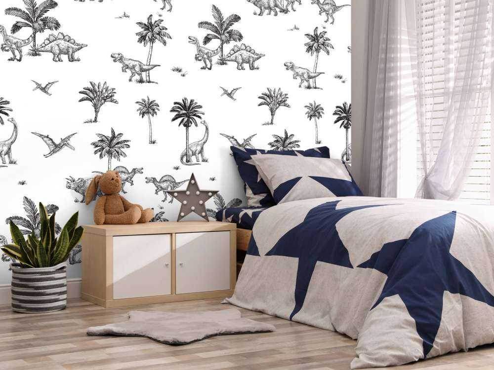 Wzór Dino w czerni i bieli