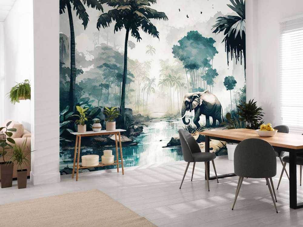 Tropikalna dżungla w akwareli