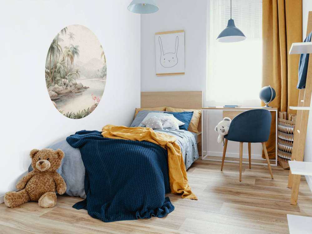 Krajobraz dżungli ze zwierzętami w kolorze