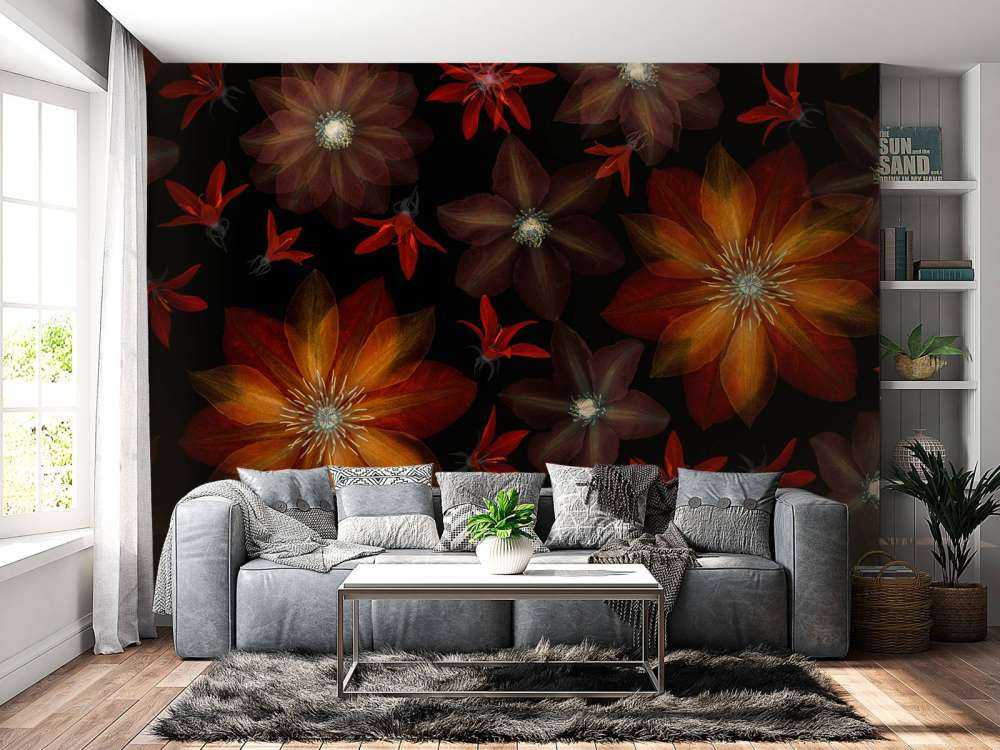 Czerwone kwiaty clematisa