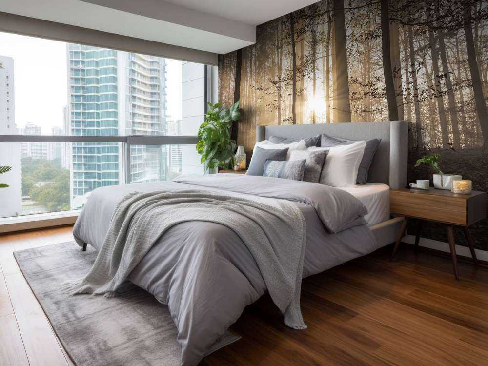 Słońce w mglistym lesie