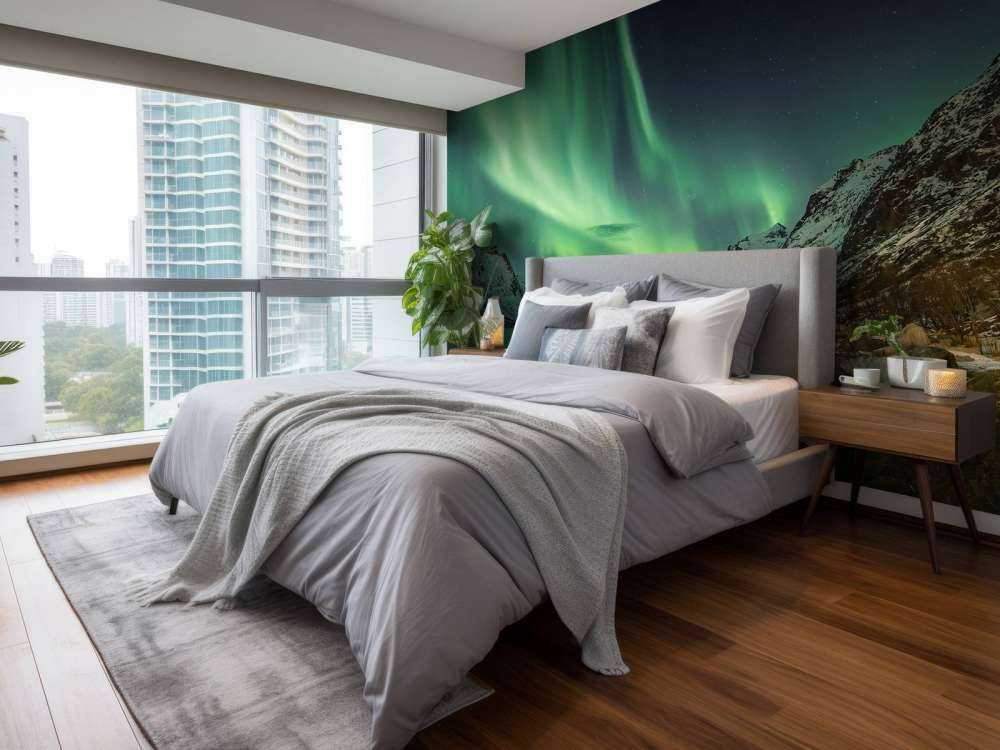 Światła północne między dwoma fiordami