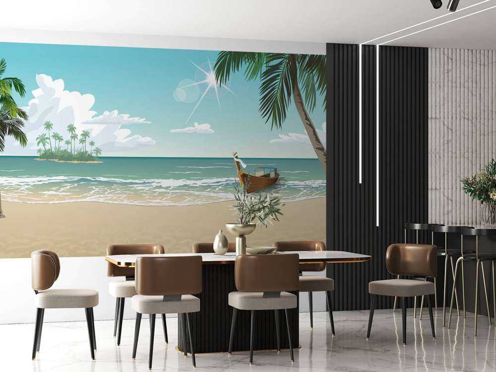 Błękitna, słoneczna plaża