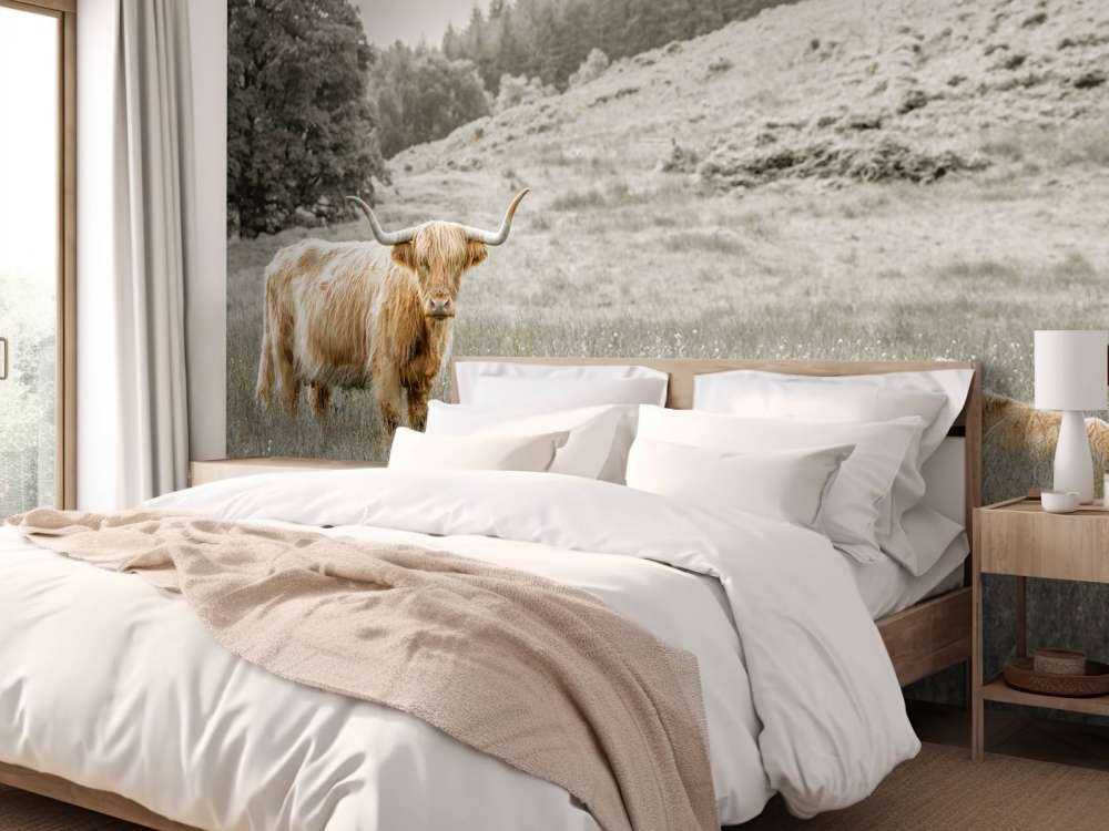 Szkocki wyżyn z cielakiem